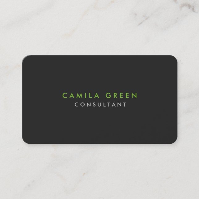 Rounded Corner Grey Green Elegant Professional Business Card (Front)