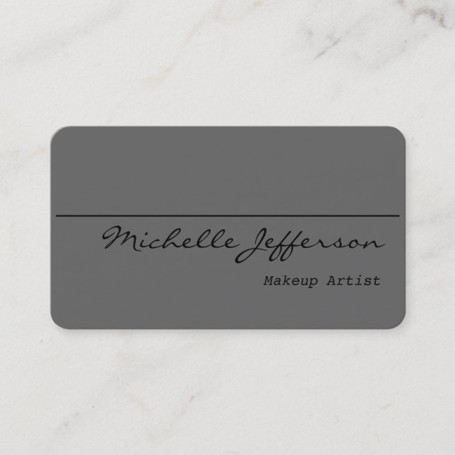 Rounded Corner Makeup Artist Grey Business Card (Front)