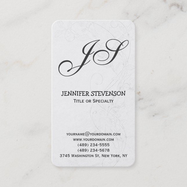 Rounded Corner Monogram Pattern Business Card (Front)