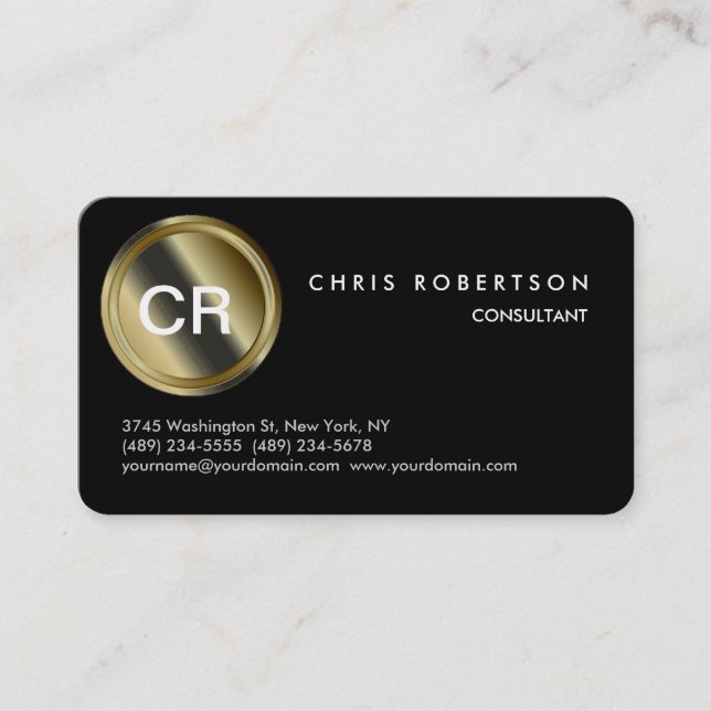 Rounded Corner Pattern Black Trendy Business Card (Front)