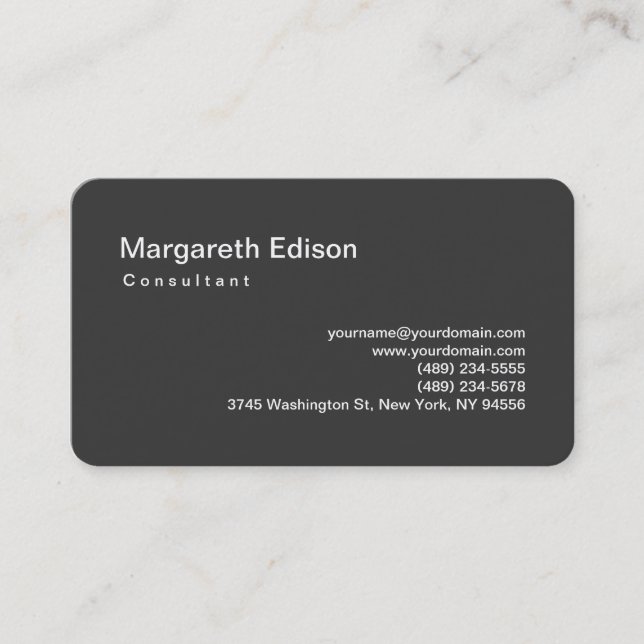 Rounded Corner Plain Grey Standard Business Card (Front)