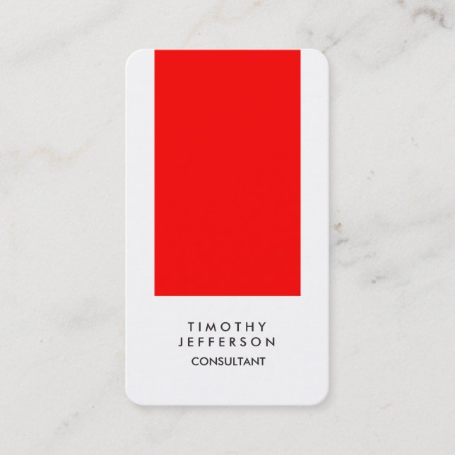 Rounded Corner Red White Elegant Modern Business Card (Front)