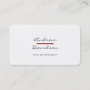 Rounded Corner Script Grey White Red Business Card