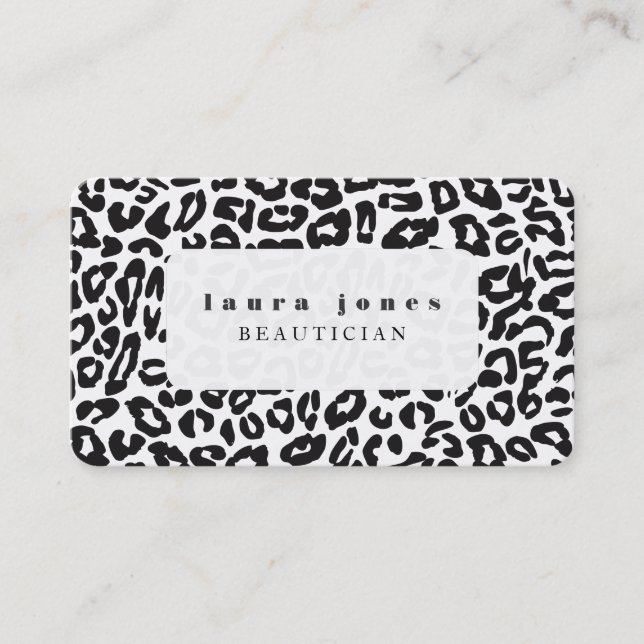 Rounded Corners Leopard Print Fashion Template Business Card (Front)