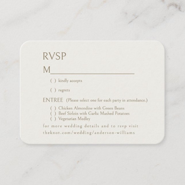Rounded Cream Dinner Options Wedding Enclosure Card (Front)
