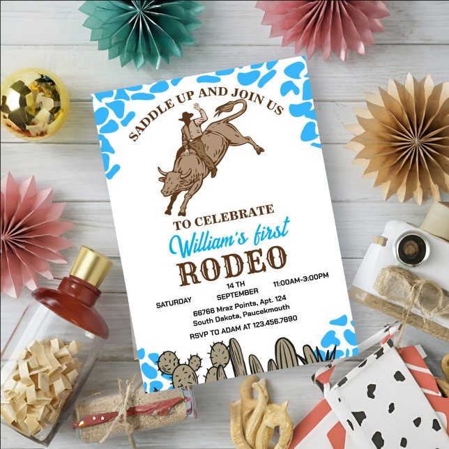 Rounded First Rodeo 1st Party Birthday Invitation (Creator Uploaded)