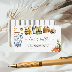 Rounded Fishing Baby Shower Diaper Raffle  Enclosure Card