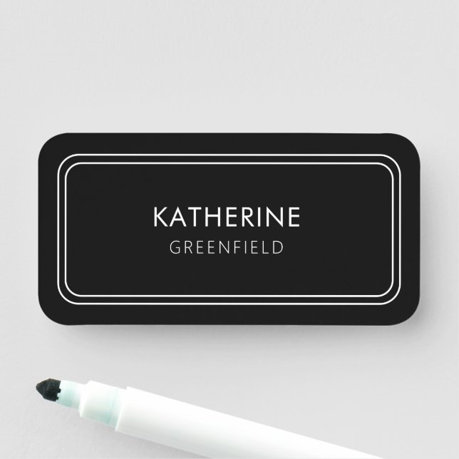 Rounded frame Modern Design  Name Tag Black (In Situ)