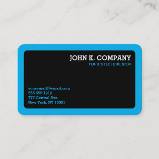 Rounded Light Blue Border Black Minimal  Business Card