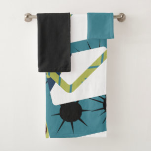 Rounded Mid-Century Modern Rectangles  Bath Towel Set