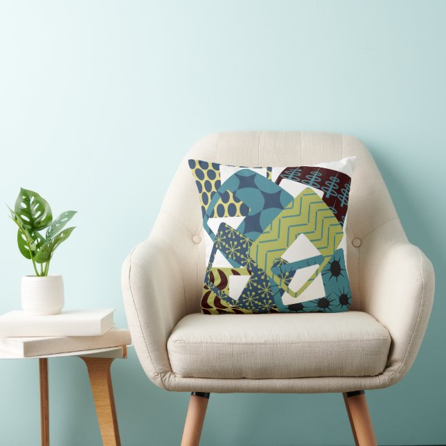 Rounded Mid-Century Modern Rectangles  Cushion (Chair)