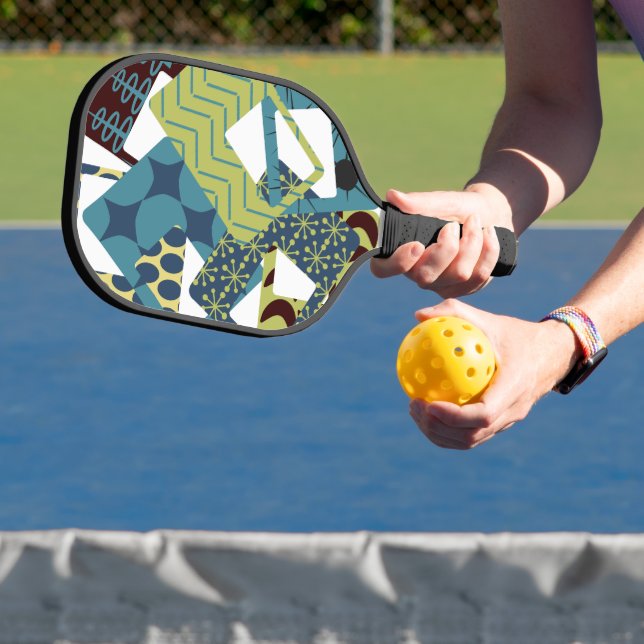 Rounded Mid-Century Modern Rectangles  Pickleball Paddle (Insitu)
