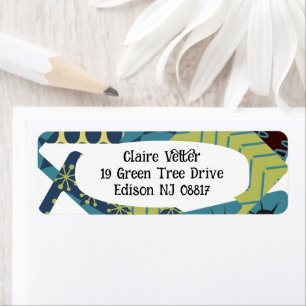 Rounded Mid-Century Modern Rectangles  Return Address Label