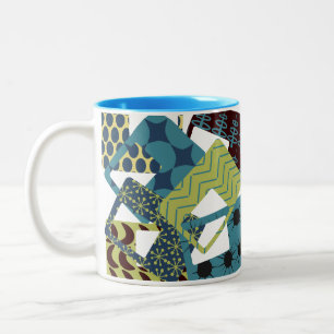 Rounded Mid-Century Modern Rectangles Two-Tone Coffee Mug