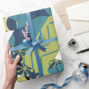 Rounded Mid-Century Modern Rectangles  Wrapping Paper