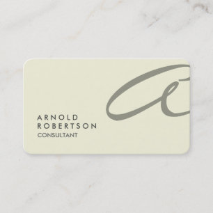 Rounded Monogram Plain Beige Trendy Business Card