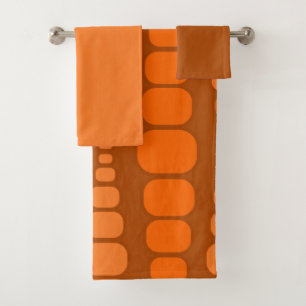 Rounded Orange Rectangles Bath Towel Set