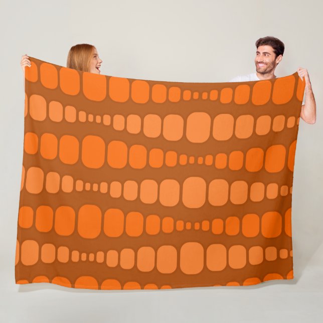Rounded Orange Rectangles  Fleece Blanket (In Situ)
