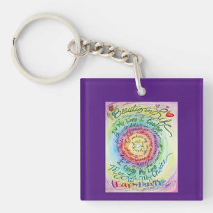 Rounded Rainbow Cancer Poem Art Pendant Keychains