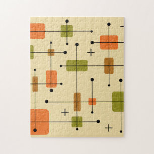 Rounded Rectangles Squares Earth Tones 1 Jigsaw Puzzle