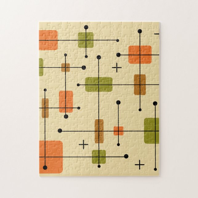 Rounded Rectangles Squares Earth Tones 1 Jigsaw Puzzle (Vertical)