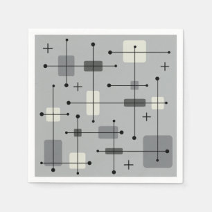 Rounded Rectangles Squares Grey Napkin