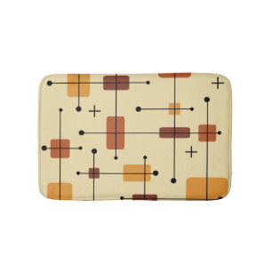Rounded Rectangles Squares Orange Bath Mat
