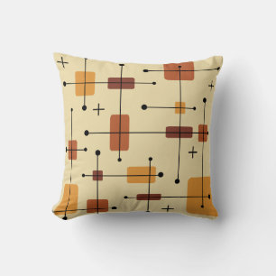 Rounded Rectangles Squares Orange Cushion