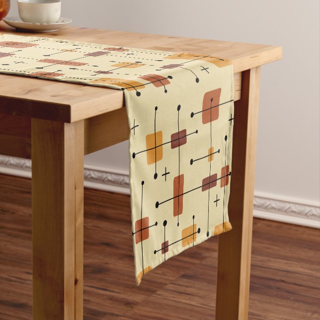 Rounded Rectangles Squares Orange Short Table Runner (In Situ)