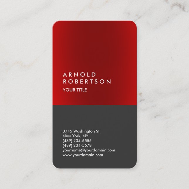 Rounded Red Stripe Grey Professional Business Card (Front)