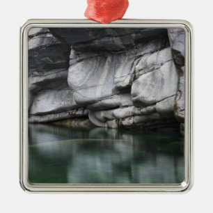 Rounded Rock Cliff by Verzasca River Metal Tree Decoration