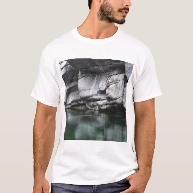 Rounded Rock Cliff by Verzasca River T-Shirt (Front)