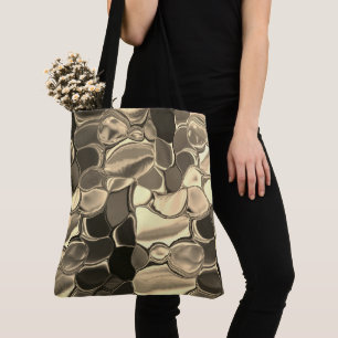 Rounded shapes in bronze colour, clear gold, gloss tote bag