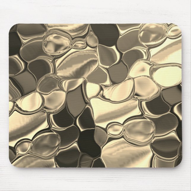 Rounded shapes in bronze colour, glossy light gold mouse pad (Front)