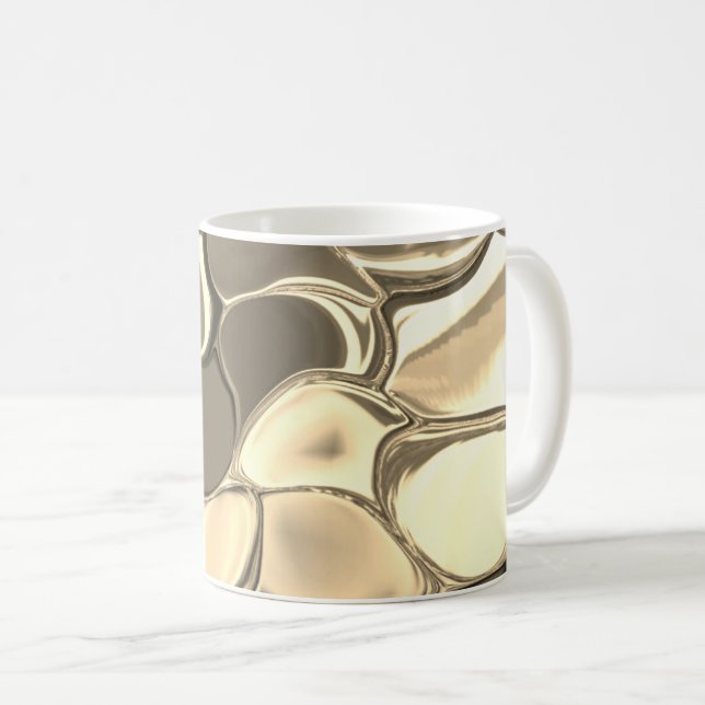 Rounded shapes in bronze colour or beige, glossy coffee mug (Front Right)