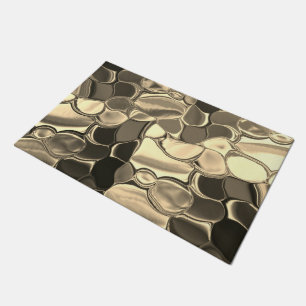 Rounded shapes in bronze colour or beige, glossy doormat