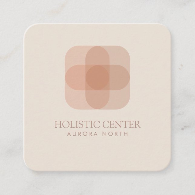 Rounded Square Healer Logo Custom Name Business Card (Front)