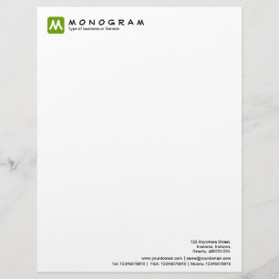 Rounded Square Monogram - Avocado Personalised Letterhead