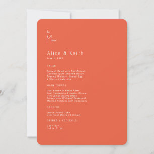 Rounded Tangerine Modern Wedding Menu Invitation