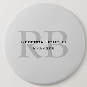 Rounded White Grey Monogram Manager 6 Cm Round Badge
