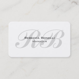 Rounded White Grey Monogram Manager Unique Business Card