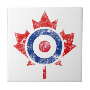 Roundel Canada Curling Hockey Target Grunge Ice Ceramic Tile