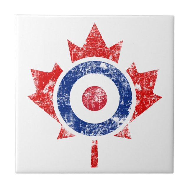 Roundel Canada Curling Hockey Target Grunge Ice Ceramic Tile (Front)