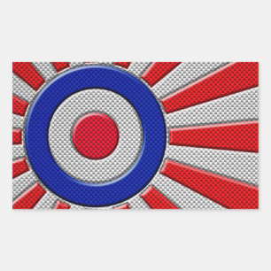 Roundel Sunburst Design Carbon Fibre Style Decor Rectangular Sticker