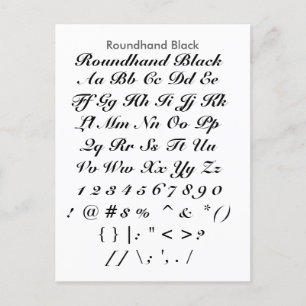 Roundhand Black - Zazzle Font Sampler Sheet Postcard