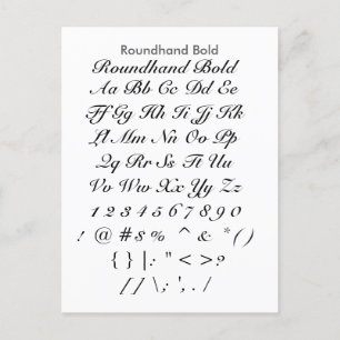 Roundhand Bold - Zazzle Font Sampler Sheet Postcard