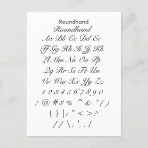 Roundhand - Zazzle Font Sampler Sheet Postcard