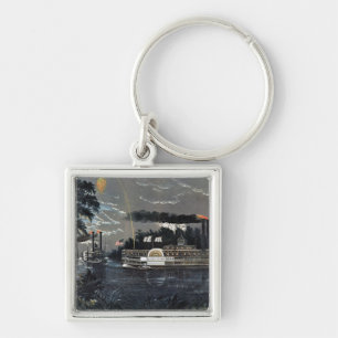 Rounding a Bend on the Mississippi Steamboat Key Ring