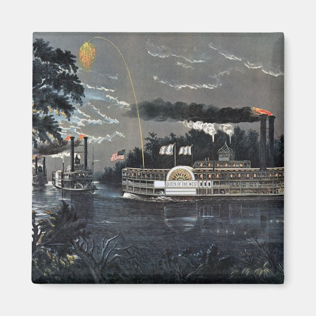 Rounding a Bend on the Mississippi Steamboat Magnet (Front)