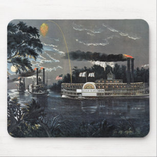 Rounding a Bend on the Mississippi Steamboat Mouse Pad